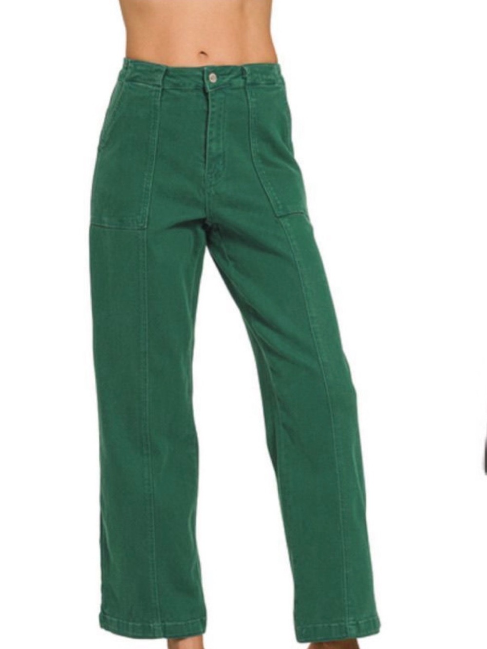 Zenana Outfitters High-Rise Wide-Leg Pants- Hunter Green - Picture 2 of 2
